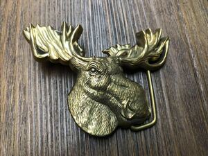  dead stock american buckle brass brass Vintage mousse he radio-controller ka deer 80s rare head tia-brass solid