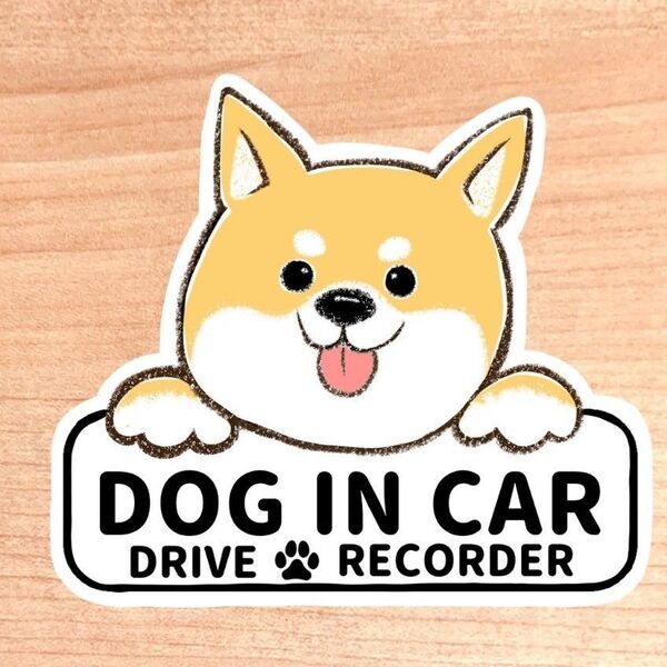 【茶柴ボード】 ドッグインカー マグネット シール 吸盤