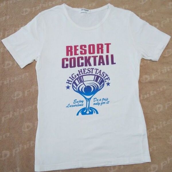 boycott ボイコット 半袖Tシャツ サイズ2 ホワイト トップス メンズ Mサイズ相当 白 ロゴ グラデーション ピンク