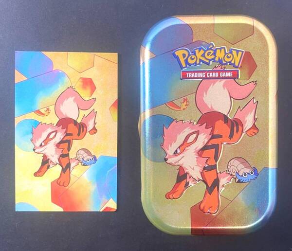 海外限定 ポケモン 151 ウインディ オムナイト tin 缶 ダメカンケース