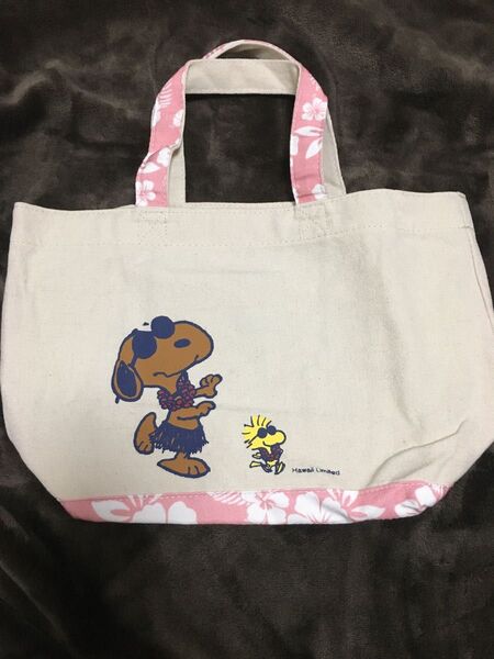 SNOOPY 日焼けスヌーピー ハワイ限定 ミニトートバッグ ピンク