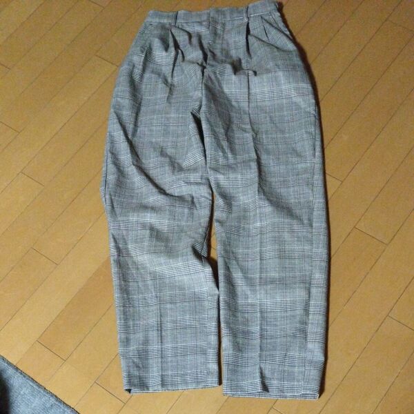 グレンチェックワイドパンツラメ入り
