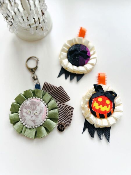 【サンプル品】ロゼット ハロウィン ハンドメイド 猫