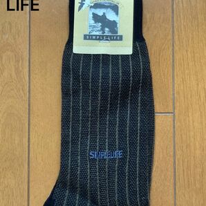 新品 SIMPLE LIFE シンプルライフのストライプ靴下 メンズソックス 日本製 紳士 メンズ ビジネス