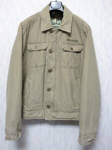 HOLLISTER ホリスター ジャケット ダメージ加工 裏地ファー M メンズ ベージュ系 南2391