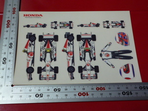 正規品 F1 Honda Racing Team ステッカー 1シート(POST CARD ポストカード) / ホンダ レーシング チーム F-1 ロゴ デカール