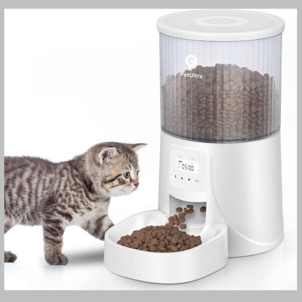 自動給餌器 猫用 タイマー式 4L容量 2WAY シンプル 録音機能 水洗い