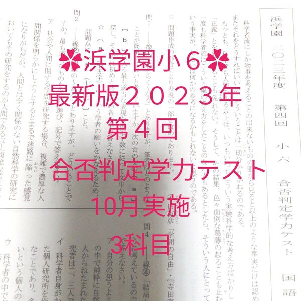 浜学園小6 2023年度 合否判定学力テスト(10月)