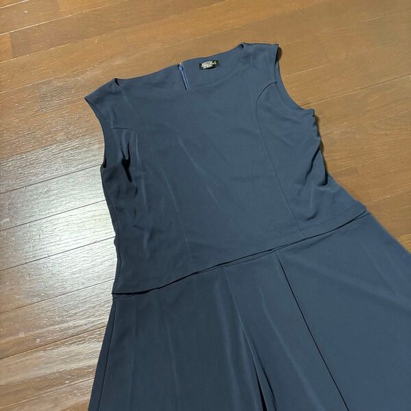 【美品】Enzo Gala エンツォガラ/タッコネリー ワンピース ノースリーブ ネイビー Lサイズ