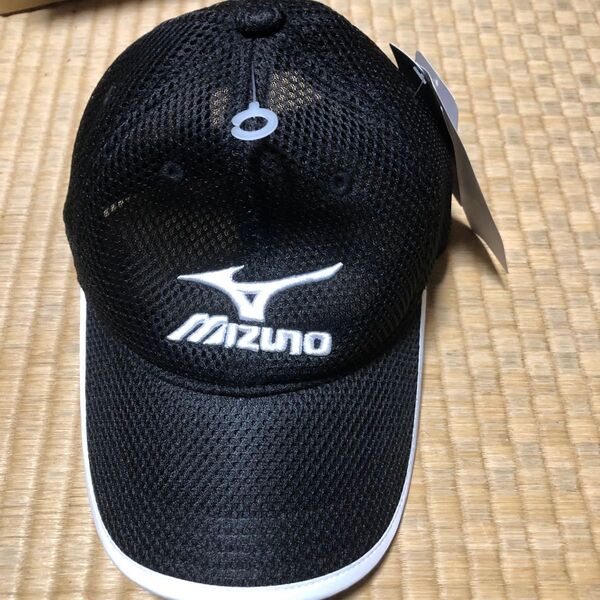 タグ付き mizuno メッシュキャップ ブラック 56-60センチ