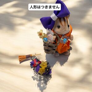 No.82 ミニチュアフラワー 花束 ハロウィン飾り お菓子カゴと花束 プレゼント インテリア ハンドメイド