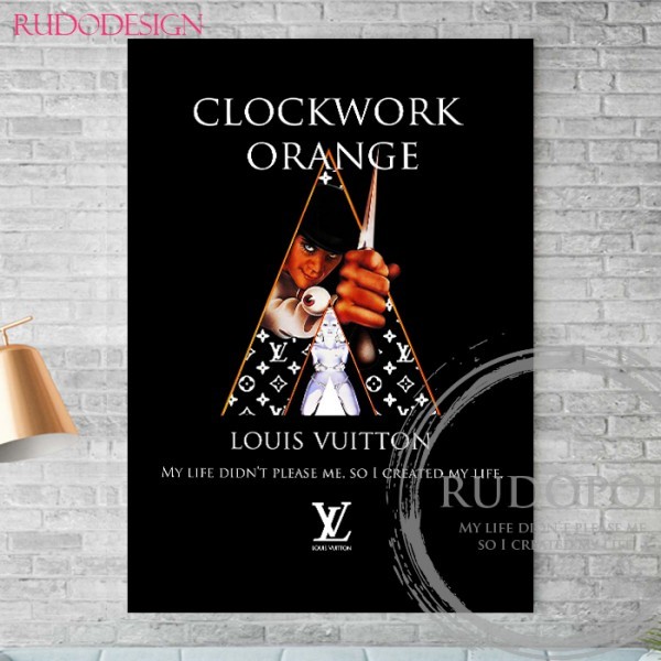 Tamaño A3 enmarcado [Póster artístico homenaje a la marca La Naranja Mecánica Louis Vuitton], obra de arte, cuadro, gráfico