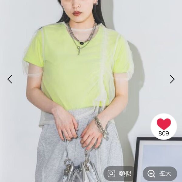 JEANASIS チュールドロストSS TEE/128702 ホワイト