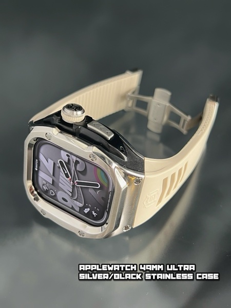 49mm 49ミリ ウルトラ アップルウォッチ シルバー ステンレス ホワイト ラバー ケース 特殊 バックル ultra Apple Watch