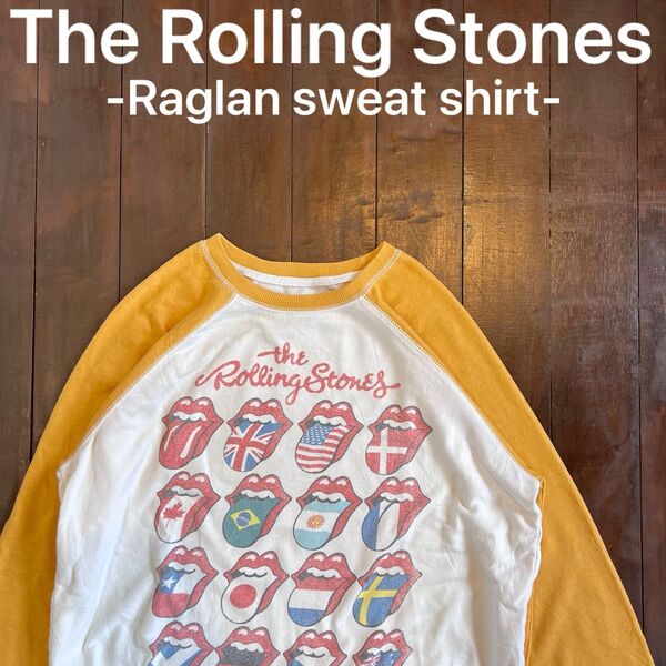 美品!!【The Rolling Stones ローリングストーンズ】ラグランスウェットシャツ ロックバンド イギリス