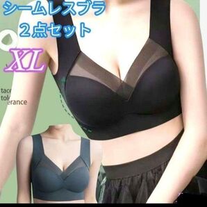 新品未使用 シームレス 2枚セット ブラジャー XL ノンワイヤー ワイヤレス エレガント 胸美人 レディース
