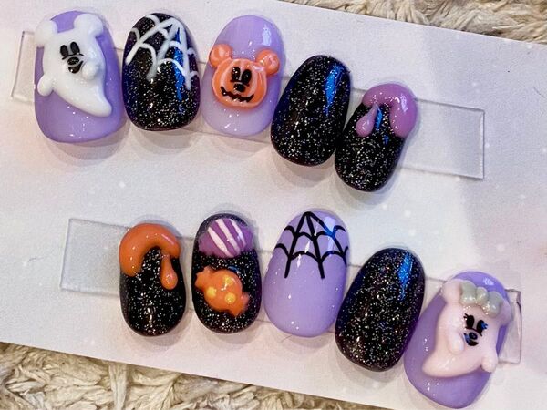 ディズニー ハロウィン ネイルチップ 現品 完成品 Dハロ グッズ 仮装