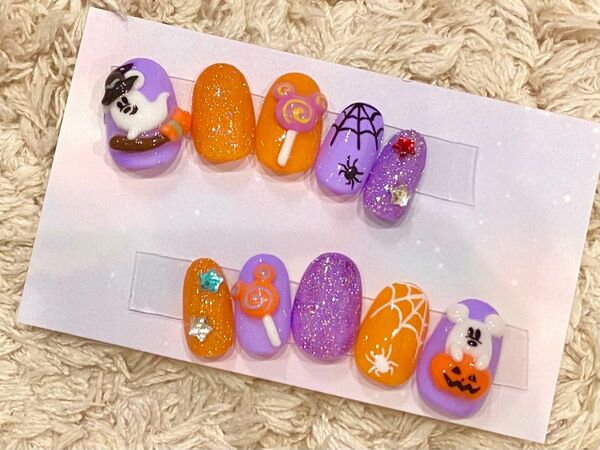 ディズニー ハロウィン ミッキー ネイルチップ 現品 ショートオーバル グッズ