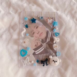 硬質ケースデコ デコケース トレカケース ブルー SEVENTEEN クマ 犬