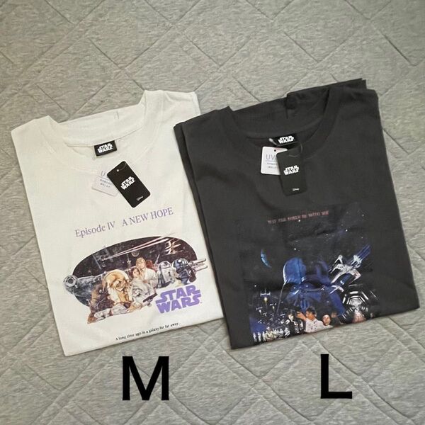 スターウォーズ star wars グラフィックTシャツ 2枚 まとめ売り 新品 ホワイト チャコールグレー