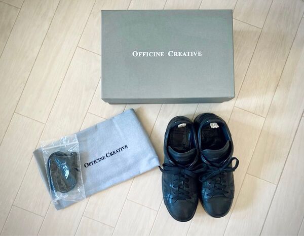 定価5.8万★OFFICINE CREATIVE オフィチーネクリエイティブ ACE114 24.5 25 黒 レザースニーカー