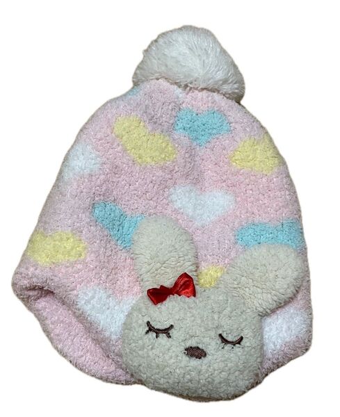 美品 ベビー 子供 冬 帽子 ニット帽子 女の子 うさぎ 耳あて