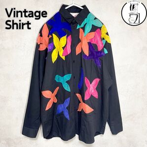 alexis krieghoff アレクシス クリコフ ビンテージ リメイク 長袖 シャツ XL レザー ブラック メンズ 90s