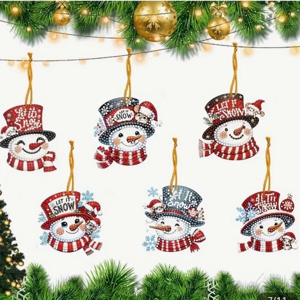 ダイヤモンドアート 6個セット ② クリスマス オーナメント スノーマン