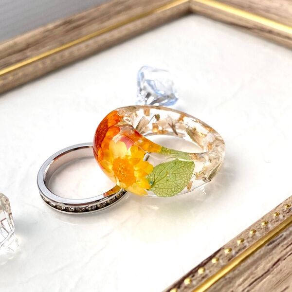 ハンドメイド★レジン リング 指輪ドライフラワー 12号