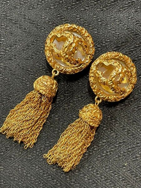 CHANEL シャネル ココマーク フリンジ 93Pヴィンテージイヤリング