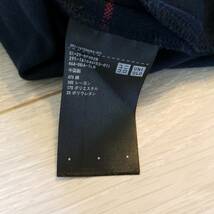 T612 UNIQLO ユニクロ ワンピース S レディース チェック 柄 膝丈 黒系 ブラック 赤 長袖 格子 ポケット .._画像6