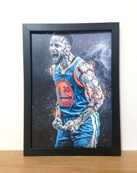 新品 NBA ステフィンカリー ポスター イラスト カラー プリント フレーム付き バスケ B5サイズ