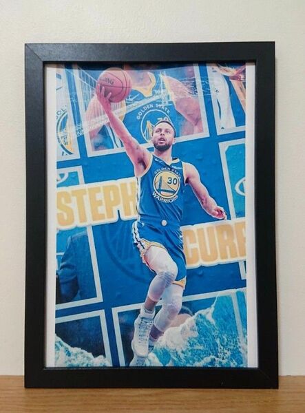新品 NBA ステフィンカリー ポスター イラスト カラー プリント フレーム付き B5サイズ パネル