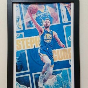 新品 NBA ステフィンカリー ポスター イラスト カラー プリント フレーム付き B5サイズ パネル