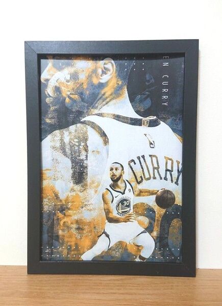 新品 NBA ステフィンカリー ポスター イラスト カラー プリント フレーム付き B5サイズ 希少 グッズ