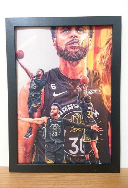 新品 NBA ステフィンカリー ポスター イラスト カラー プリント フレーム付き B5サイズ バスケットボール