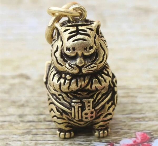 福虎 怒ってる虎ちゃん 真鍮 置物 キーホルダー 縁起 干支