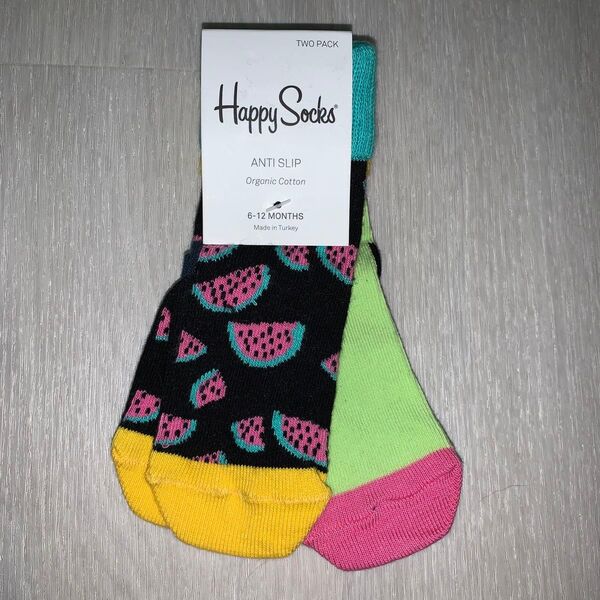 9.5-11.5センチ 2足セット 滑り止めつき ベビーソックス ハッピーソックス Happy Socks 靴下 6-12ヶ月