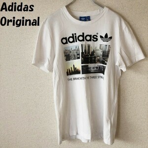 【人気】Adidas Originals/アディダス オリジナルス ビッグプリントTシャツ ホワイト サイズM/3357
