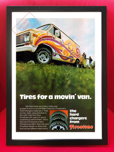ポスター★1974年 シェビーバン レアポスター 『Firestone Tires』ビンテージ広告★Chevy Van/Chevrolet/バニング/シボレー