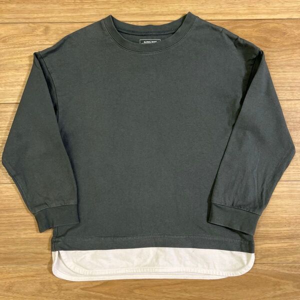 GLOBAL WORK 長袖Tシャツ カットソー チャコールグレー