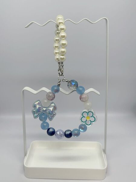 新作☆アクリルビーズ☆ガラスビーズ☆ミニリース☆飾り☆ハンドメイド☆青☆