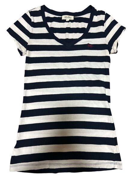 M Active Basic ネイビーとホワイト ストライプ Tシャツ