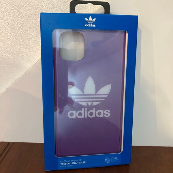 adidas iPhone 11 ケース アディダス スマホケース トレフォイル スナップケース パープル 新品未使用 アイフォン