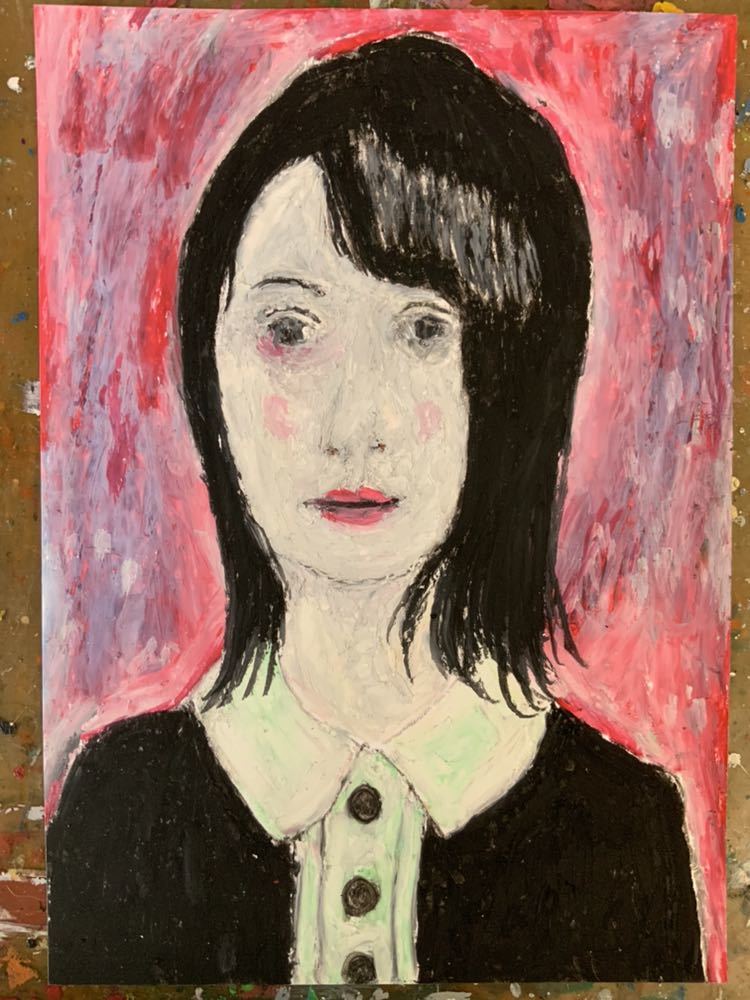 Künstler Hiro C Original PUPPE, Kunstwerk, Malerei, Pastellmalerei, Buntstiftzeichnung