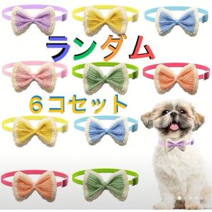 犬・猫首輪 調節可能 犬猫用リボン 6個 キャンディカラー かわいいペットネクタイ グルーミングアクセサリー 再出品OK