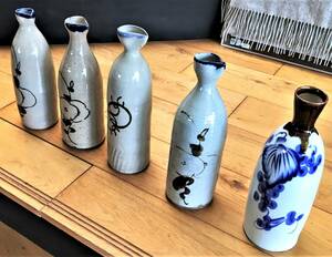 5. sake bottle sake cup and bottle together 5ps.