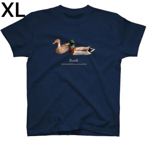 Brook ダック プリント Tシャツ XL ネイビー