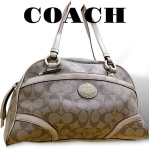 COACH コーチ ハンドバッグ グレー 肩掛け ヘリテージ シグネチャー サッチェル レディース メンズ PVC レザー