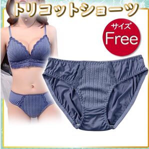 レディース ショーツ トリコット レース フリーサイズ ランジェリー 下着 ブルー ショーツ単品 速乾性 通気性 ワンカラー